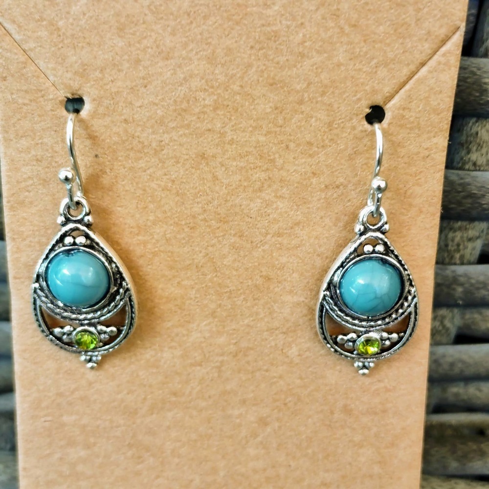 3/$25 Sterling Silver Turquoise Aquamarine Earrings Drop Turquoise Dangle NEW